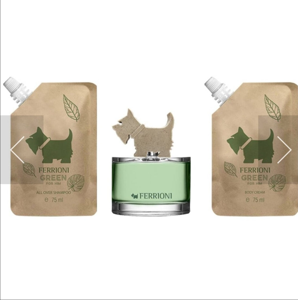 SET PERFUME FERRIONI GREEN FOR HIM.