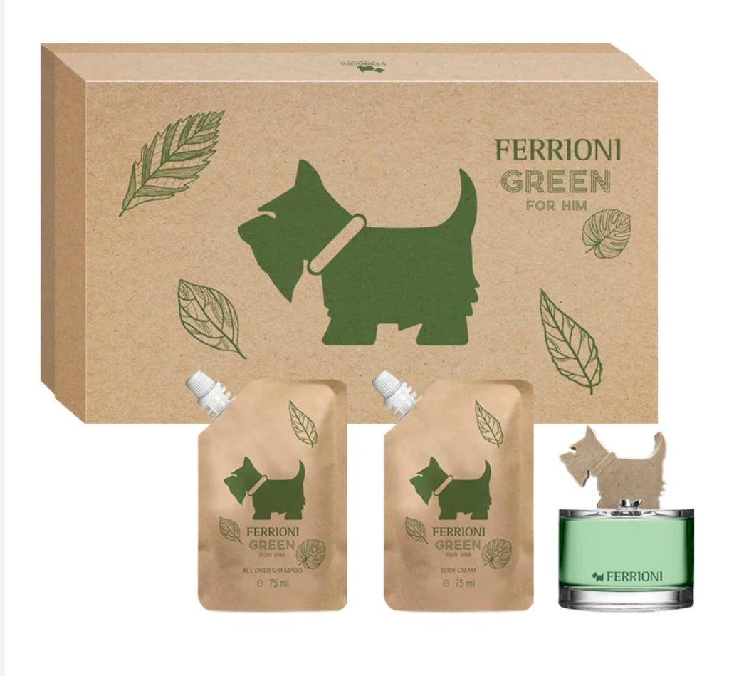 SET PERFUME FERRIONI GREEN FOR HIM.